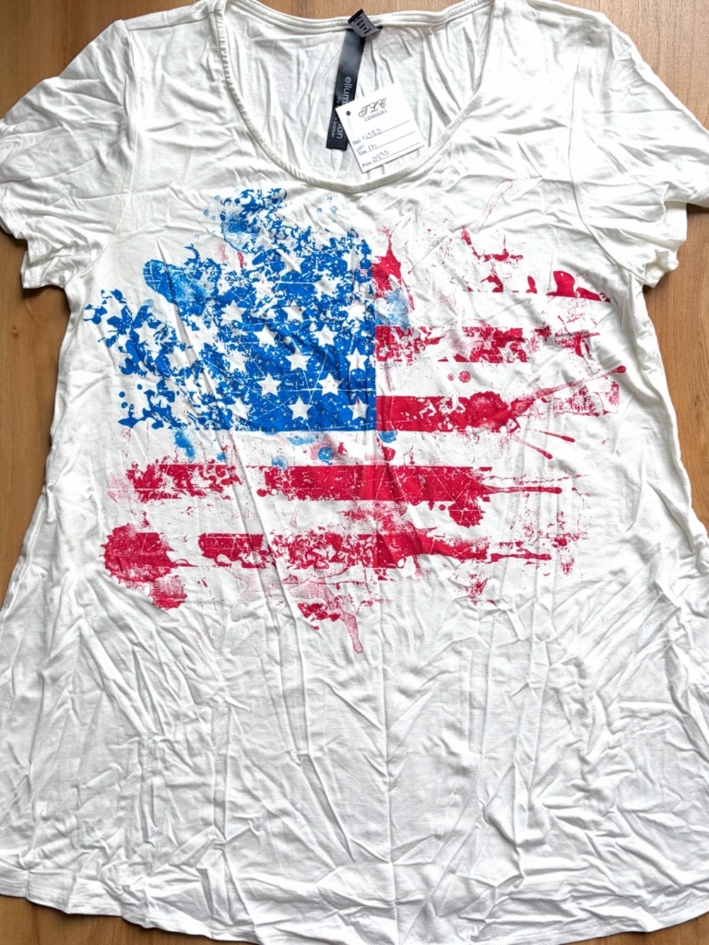 Patriotic American Flag Rhinestone Tee Women’s Medium USA Graphic Shirt NWT